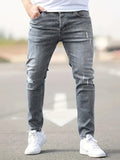 Slim Fit Stretchy Ripped Knie Jeans voor Heren – Axel
