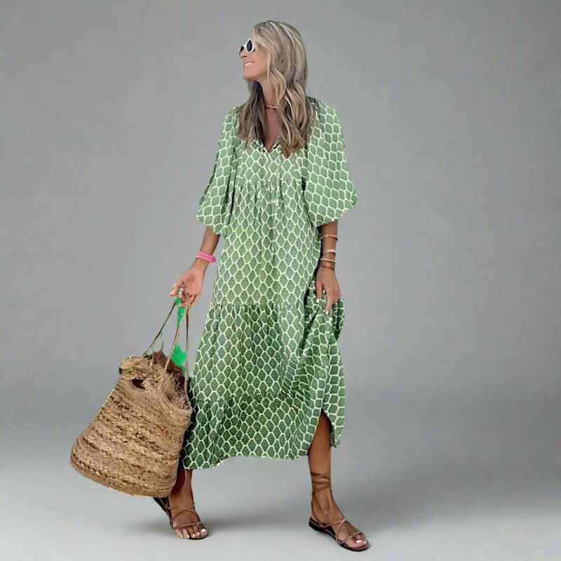 Zomerse maxi jurk dames elegant luchtig comfortabel - Paldruna