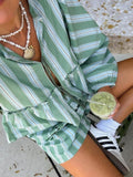 Gestreepte zomerset met ruffles en shorts – Sophie