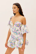 Off-Shoulder Mini Jurk met Bloemenprint en Pofmouwen - Lotte