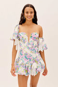Off-Shoulder Mini Jurk met Bloemenprint en Pofmouwen - Lotte