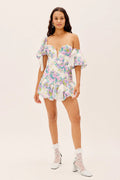 Off-Shoulder Mini Jurk met Bloemenprint en Pofmouwen - Lotte