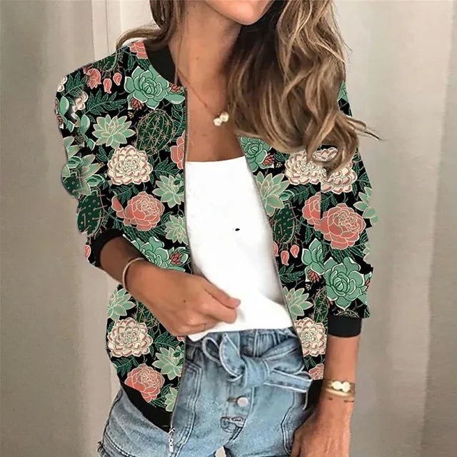 Bloemen bomberjack dames met print – Eva