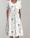 Bloemrijke Midi-Jurk met Elegante Snit – Nina