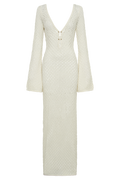 Witte zomerjurk voor dames met elegante mouwen – Ismera