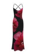 Roze bloemen maxi jurk voor dames met open rug – Mirelle