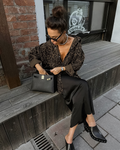 Dames luipaardprint shacket met knopen en preppy stijl – Naomi