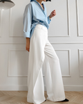 Asymmetrische hoge taille broek met wijde pijpen – Olivia