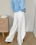 Asymmetrische hoge taille broek met wijde pijpen – Olivia