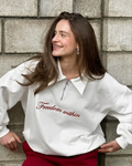 Dames oversized zip-up sweatshirt met kraag – Emma