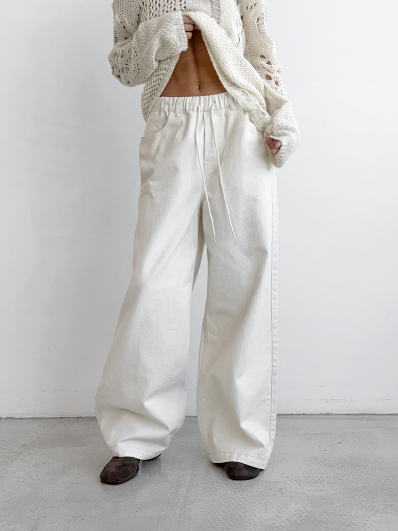 Hoge taille witte broek met rechte pijpen – Sophie