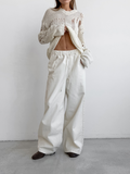Hoge taille witte broek met rechte pijpen – Sophie