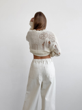 Hoge taille witte broek met rechte pijpen – Sophie