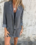 Denim damesjas met relaxte pasvorm en tijdloze wassing - Marielle