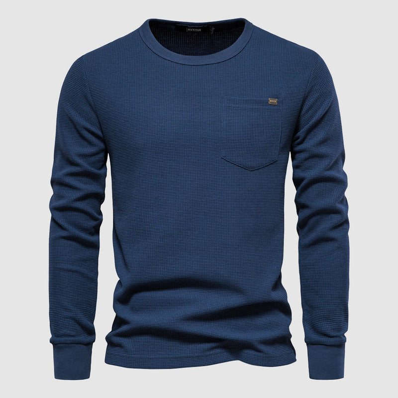 Heren waffle-knit shirt met lange mouwen – Nathan