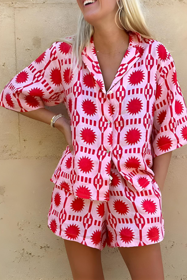 Zomerse dames set met print en oversized pasvorm – Sorella