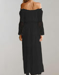 Kanten off-shoulder midi-jurk met tailleband – Isabella