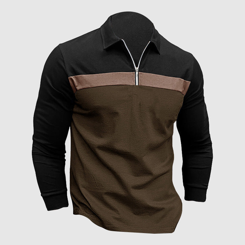 Heren klassieke zip-polo met korte mouwen – Victor