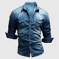 Heren slim-fit denim overhemd met lange mouwen – Lucas