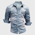 Heren slim-fit denim overhemd met lange mouwen – Lucas