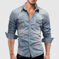 Heren slim-fit denim overhemd met lange mouwen – Lucas