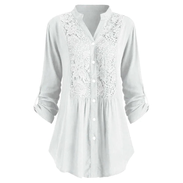 Lange Mouwen Blouse met Kantdetail – Evelyne