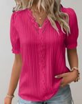 Elegante top met pofmouwen en kanten details – Sophie