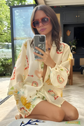 Dames set met print en oversized zomerse pasvorm – Fiorella