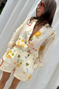 Dames set met print en oversized zomerse pasvorm – Fiorella