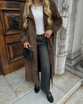Dames retro suède trenchcoat met elegante pasvorm – Isabelle