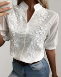 Bloemenpatroon Blouse met Mandarijnkraag – Luna