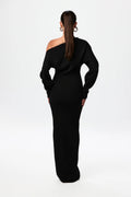 Gebreide off-shoulder maxi jurk met stretch – Serena