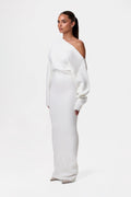Gebreide off-shoulder maxi jurk met stretch – Serena