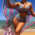 Trendy Boho Bikini Set met Gekruiste Bandjes en Vintage Geprinte Patronen – Solviera