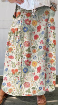 Maxi Rok Bloemenprint Linnen Dames Comfort – Velayna