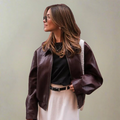 Dames vegan leren jas bordeaux edgy en stijlvol – Lotte