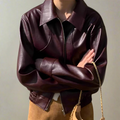 Dames vegan leren jas bordeaux edgy en stijlvol – Lotte