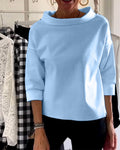 Casual dames top met effen revers en 3/4 mouw – Elise