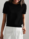 Gebreid dames T-shirt comfortabel luchtig tijdloos stijl – Elvea