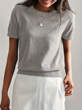 Gebreid dames T-shirt comfortabel luchtig tijdloos stijl – Elvea