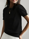 Gebreid dames T-shirt comfortabel luchtig tijdloos stijl – Elvea