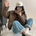 Cropped pufferjack dames met hoge kraag – Elena