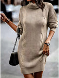 Gebreide Sweater Jurk met Col en Kabelpatroon - Maëlle
