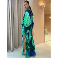 Elegante tropische maxi jurk met V-hals – Teresa