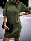 Gebreide Sweater Jurk met Col en Kabelpatroon - Maëlle