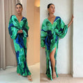 Elegante tropische maxi jurk met V-hals – Teresa