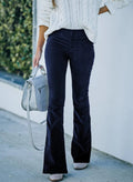 Flare Broek Dames Hoge Taille Slim Fit Elegant - Fleur