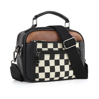 Canvas crossbody tas met schaakpatroon voor dames – Velinna