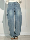 Oversized dames jeans met diamantdetails en streetstyle look – Renova