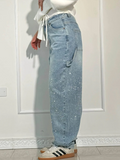 Oversized dames jeans met diamantdetails en streetstyle look – Renova